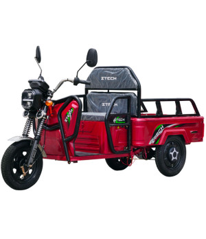 Triciclo Elettrico Z-Tech ZT-92A 60v 20ah 800w - Colore Rosso - Vista Frontale Sinistra