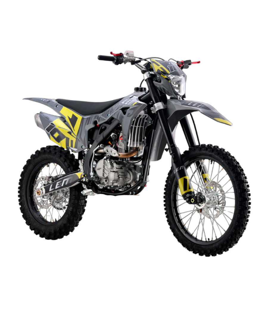 Pit Bike Cross LEM J300  21/18 - Colore Grigio-Giallo - Vista Frontale Destra