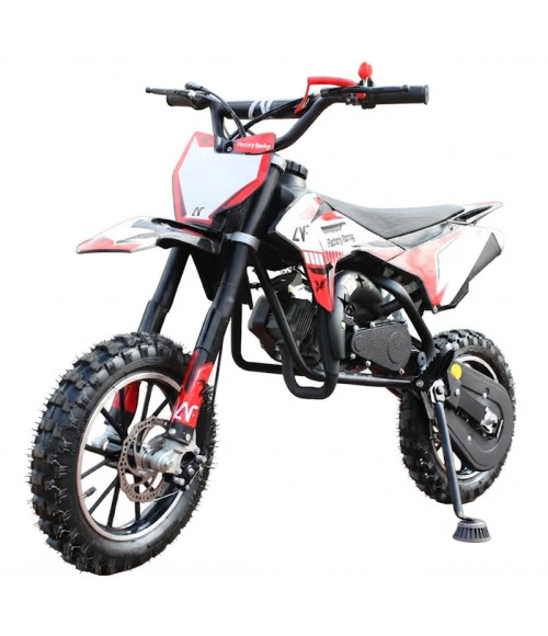 Mini Cross Dragon 49cc Ruote 10" Doppio Scarico - Colore Rosso - Vista Frontale Sinistra