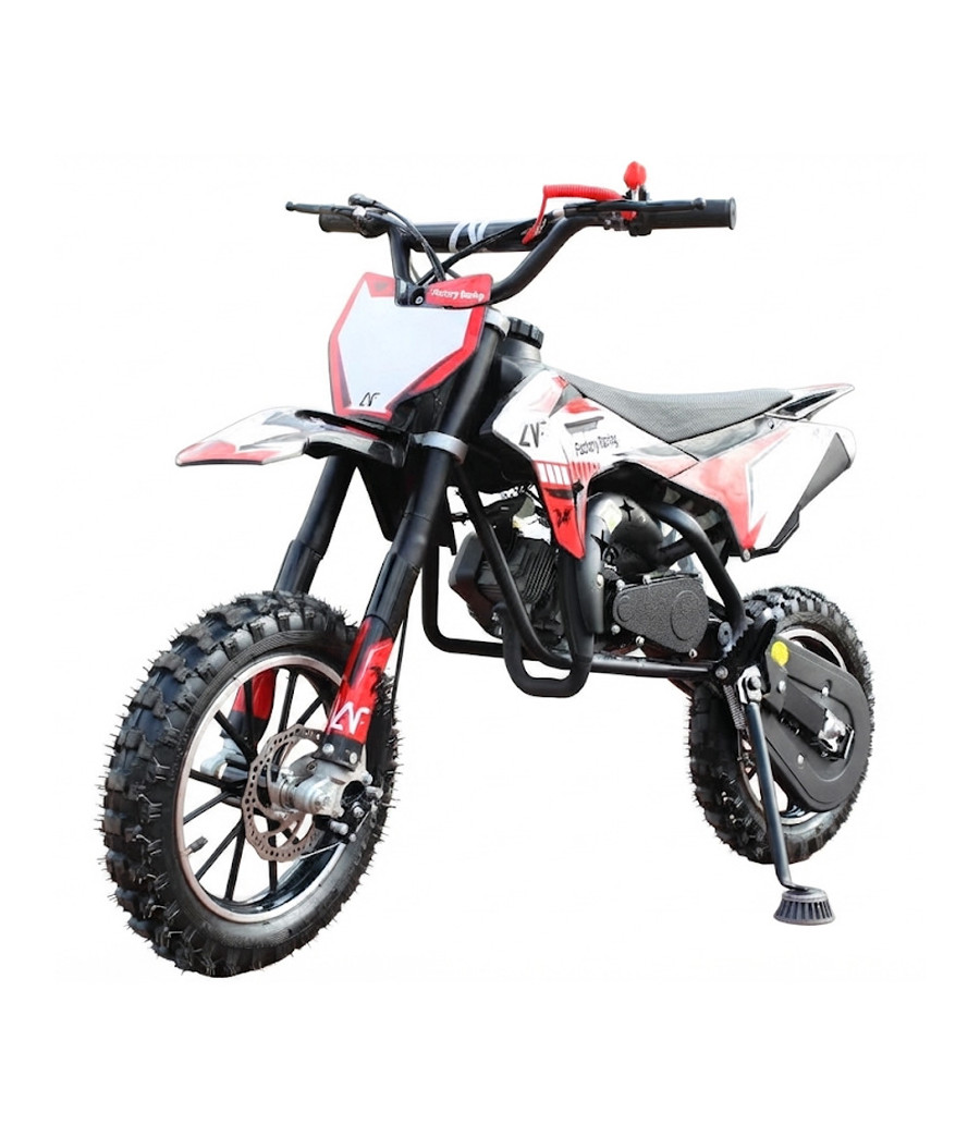 Mini Cross Dragon 49cc Ruote 10" Doppio Scarico - Colore Rosso - Vista Frontale Sinistra