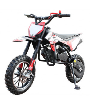 Mini Cross Dragon 49cc Ruote 10" Doppio Scarico - Colore Rosso - Vista Frontale Sinistra