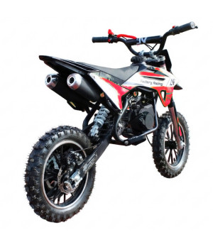 Mini Cross Dragon 49cc Ruote 10" Doppio Scarico - Colore Rosso - Vista Posteriore Destra