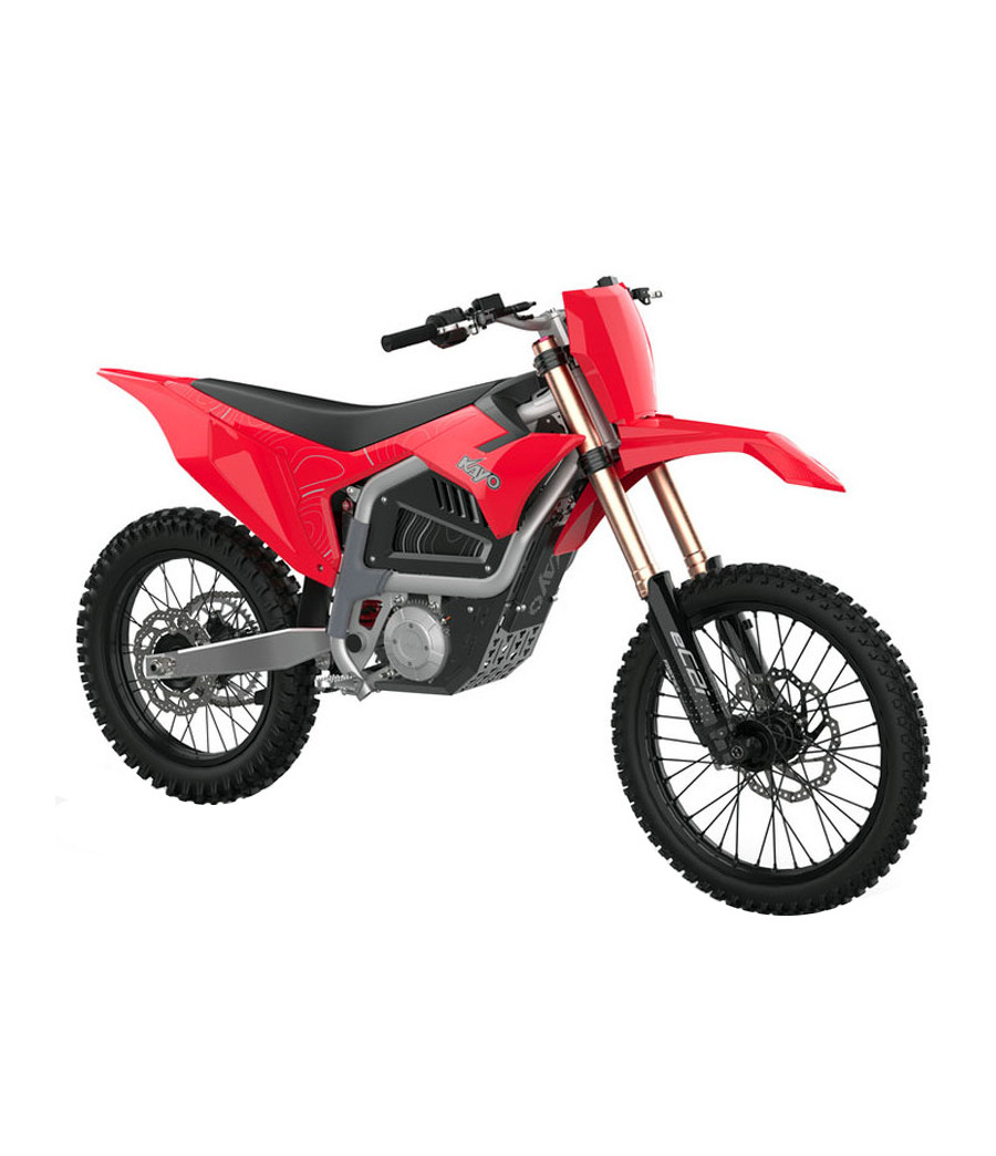 Moto da Cross Elettrica Kayo EC2I 21KW 21/18 Enduro - Colore Rosso - Vista Frontale Destra
