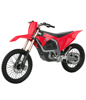 Moto da Cross Elettrica Kayo EC2I 21KW 21/18 Enduro - Colore Rosso - Vista Frontale Sinistra