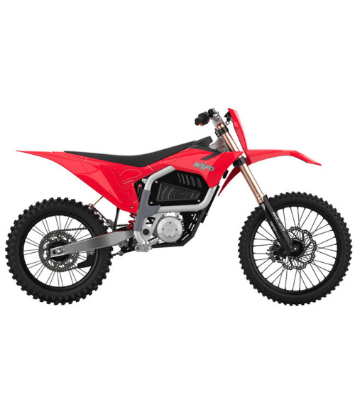 Moto da Cross Elettrica Kayo EC2I 21KW 21/18 Enduro - Colore Rosso - Vista Frontale Destra