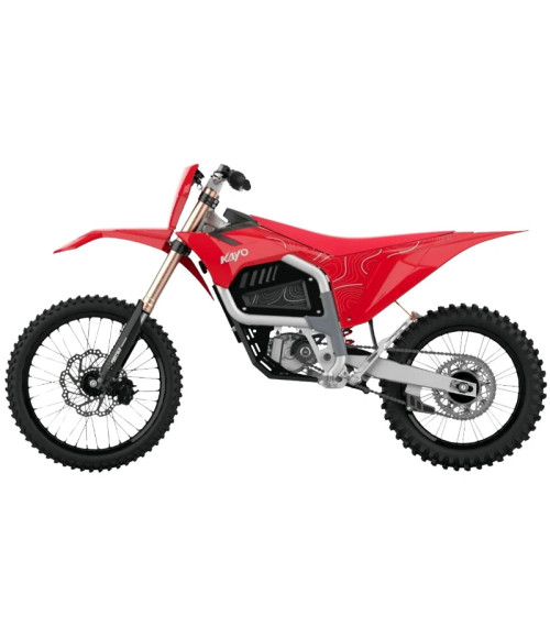 Moto da Cross Elettrica Kayo EC2I 21KW 21/18 Enduro - Colore Rosso - Vista Frontale Destra