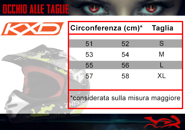 Guida alla taglie del Casco KXD FUN per Bambini su Compatto Motors